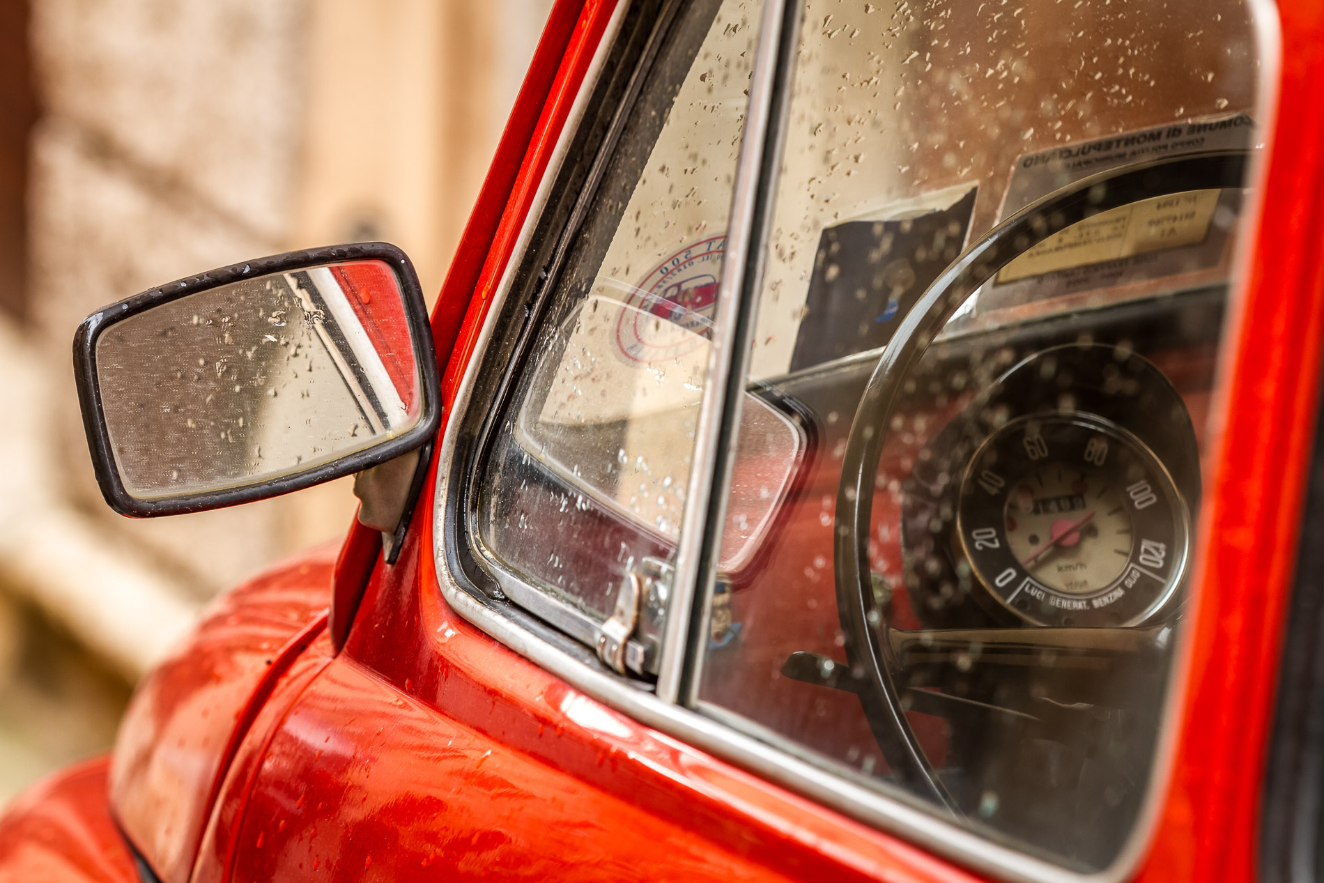 Vintage red car in Italy